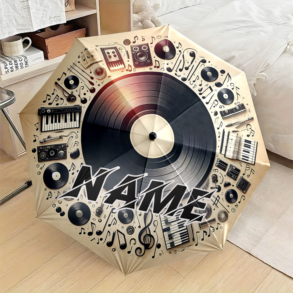 Musical Instrument And Names - Guarda-chuva com nome personalizado, guarda-chuva dobrável