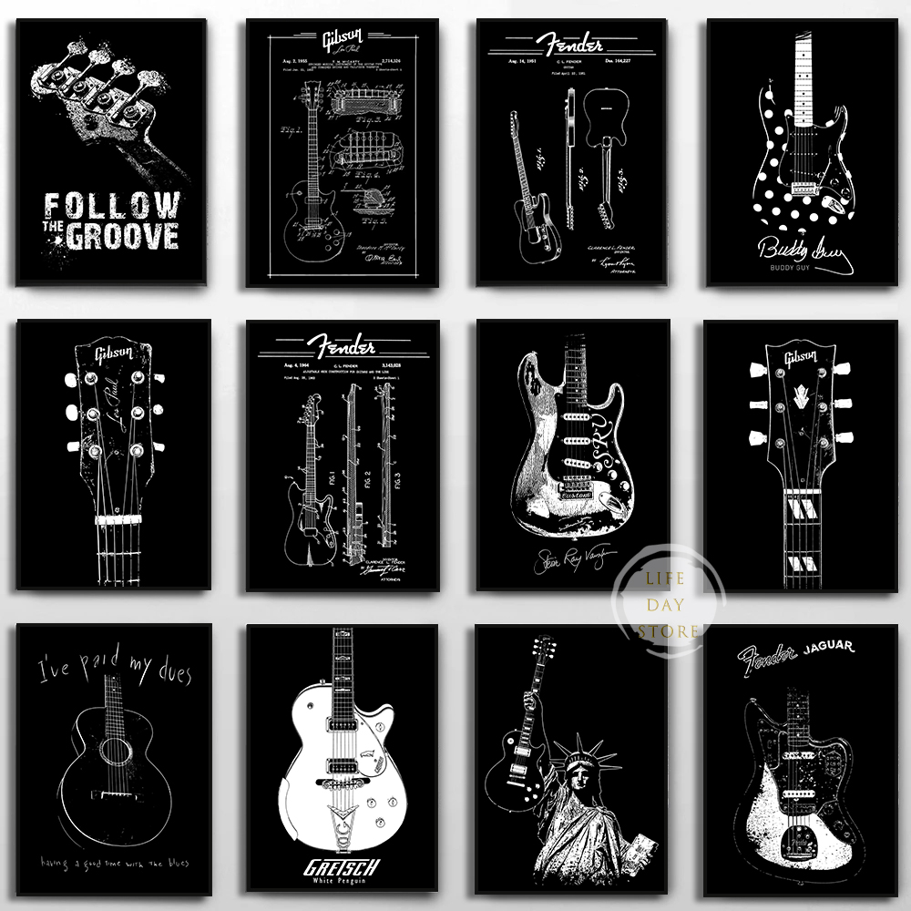 Picture Of Musical Instrument - Instrumento musical guitarra elétrica patente cartazes