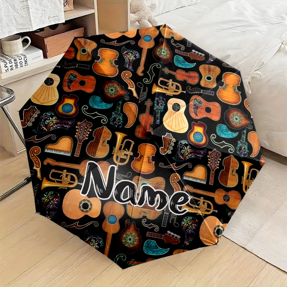 Musical Instrument And Names - Guarda-chuva com nome personalizado, guarda-chuva dobrável