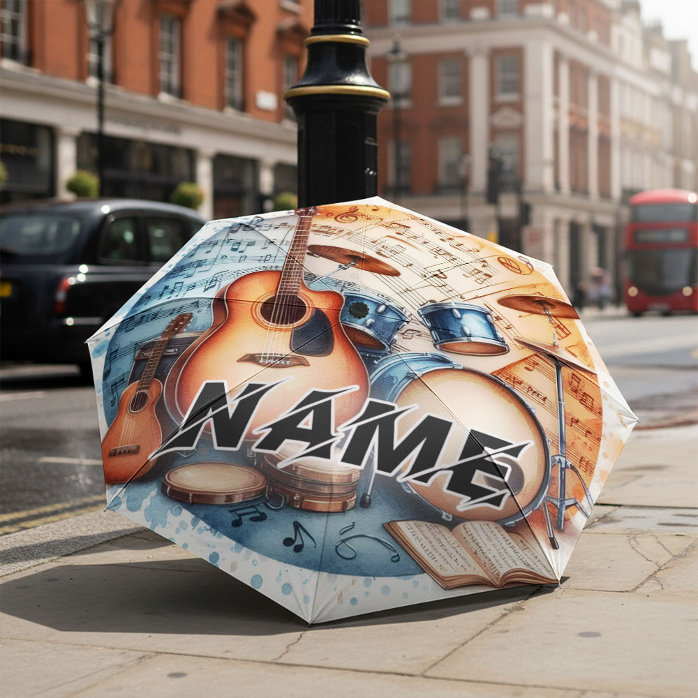 Musical Instrument And Names - Guarda-chuva com Nome Personalizado, Design de