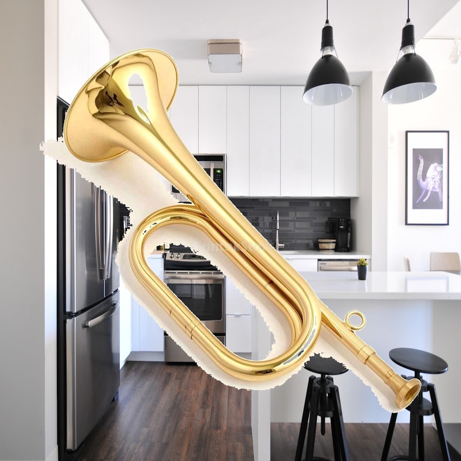Musical Instrument Bugle - Mini Corneta de Latão Compacta com